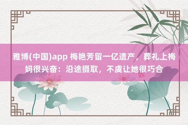 雅博(中国)app 梅艳芳留一亿遗产，葬礼上梅妈很兴奋：沿途摄取，不虞让她很巧合