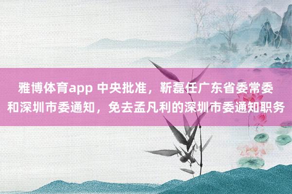 雅博体育app 中央批准，靳磊任广东省委常委和深圳市委通知，免去孟凡利的深圳市委通知职务