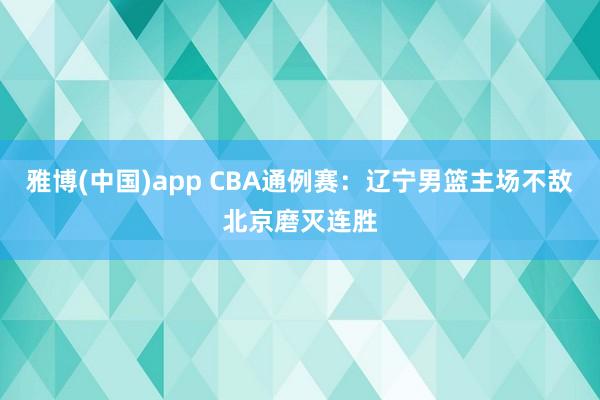雅博(中国)app CBA通例赛：辽宁男篮主场不敌北京磨灭连胜