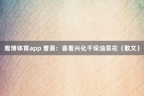 雅博体育app 曹展：喜看兴化千垛油菜花（散文）