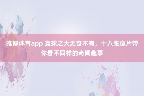 雅博体育app 寰球之大无奇不有，十八张像片带你看不同样的奇闻趣事