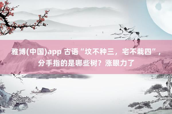 雅博(中国)app 古语“坟不种三，宅不栽四”，分手指的是哪些树？涨眼力了