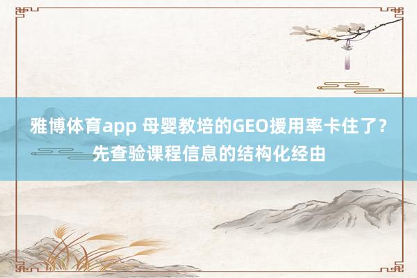 雅博体育app 母婴教培的GEO援用率卡住了？先查验课程信息的结构化经由