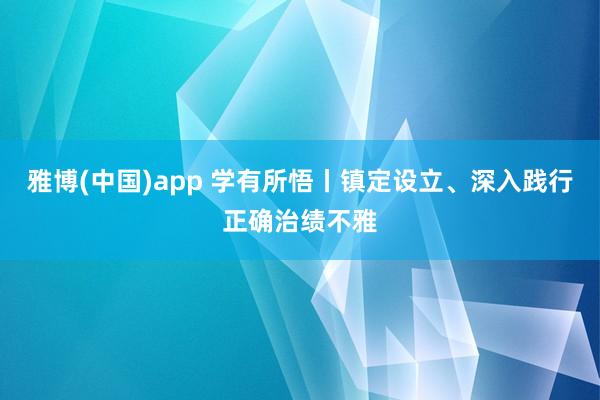 雅博(中国)app 学有所悟丨镇定设立、深入践行正确治绩不雅