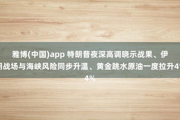 雅博(中国)app 特朗普夜深高调晓示战果、伊朗战场与海峡风险同步升温、黄金跳水原油一度拉升4%