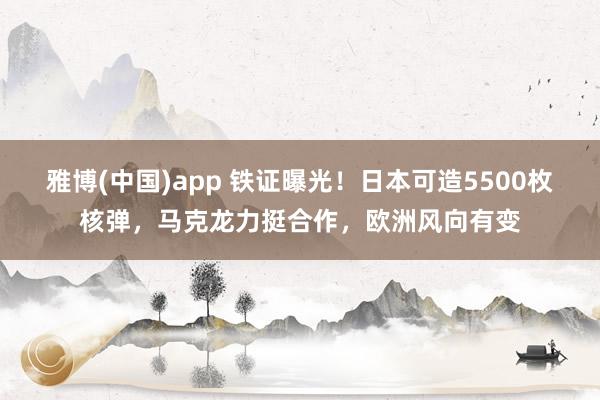 雅博(中国)app 铁证曝光！日本可造5500枚核弹，马克龙力挺合作，欧洲风向有变