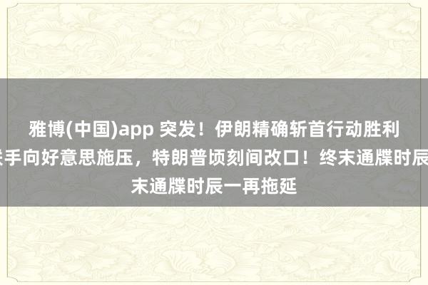雅博(中国)app 突发！伊朗精确斩首行动胜利，22国联手向好意思施压，特朗普顷刻间改口！终末通牒时辰一再拖延