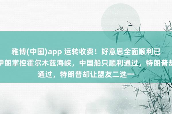 雅博(中国)app 运转收费！好意思全面顺利已不可能，倒逼伊朗掌控霍尔木兹海峡，中国船只顺利通过，特朗普却让盟友二选一