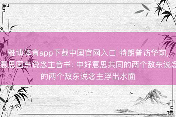 雅博体育app下载中国官网入口 特朗普访华前， 中方接到好意思国东说念主音书: 中好意思共同的两个敌东说念主浮出水面