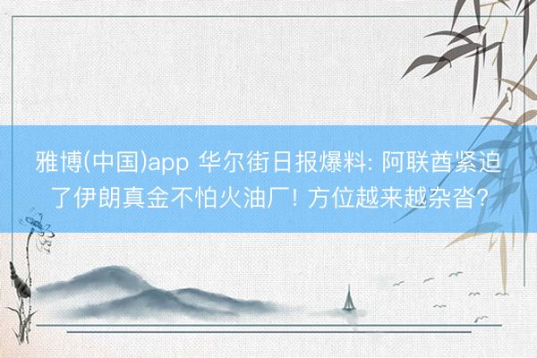 雅博(中国)app 华尔街日报爆料: 阿联酋紧迫了伊朗真金不怕火油厂! 方位越来越杂沓?