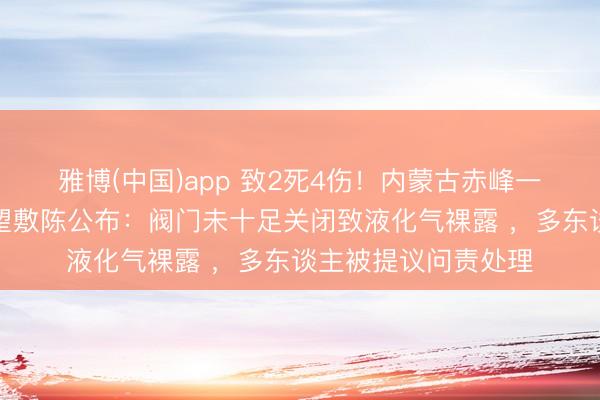 雅博(中国)app 致2死4伤！内蒙古赤峰一米线店闪爆事故探望敷陈公布：阀门未十足关闭致液化气裸露 ，多东谈主被提议问责处理