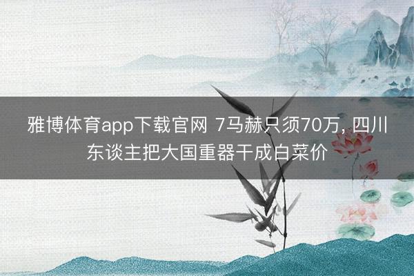 雅博体育app下载官网 7马赫只须70万， 四川东谈主把大国重器干成白菜价
