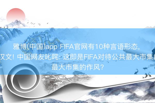 雅博(中国)app FIFA官网有10种言语形态， 却莫得汉文! 中国网友叱咤: 这即是FIFA对待公共最大市集的作风?