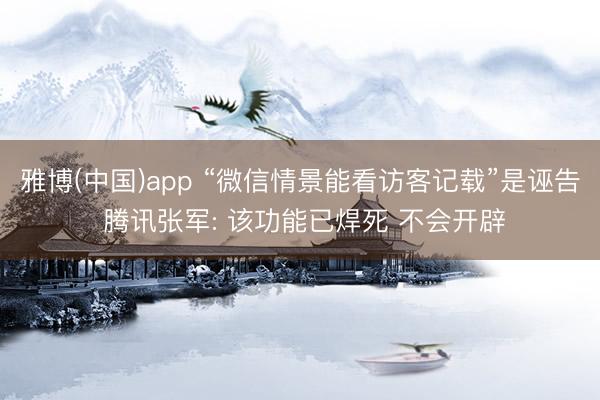 雅博(中国)app “微信情景能看访客记载”是诬告 腾讯张军: 该功能已焊死 不会开辟
