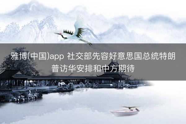 雅博(中国)app 社交部先容好意思国总统特朗普访华安排和中方期待