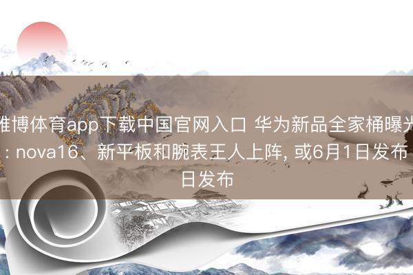 雅博体育app下载中国官网入口 华为新品全家桶曝光: nova16、新平板和腕表王人上阵， 或6月1日发布
