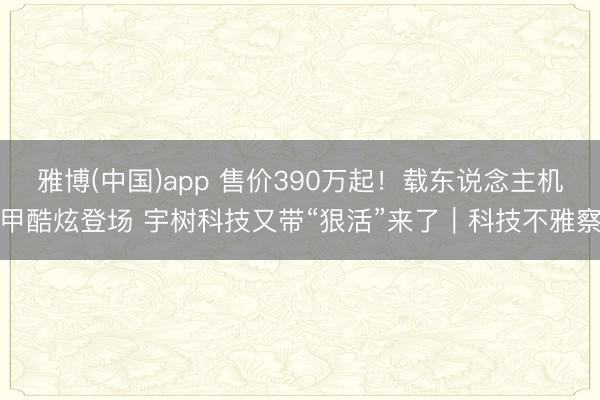 雅博(中国)app 售价390万起！载东说念主机甲酷炫登场 宇树科技又带“狠活”来了｜科技不雅察
