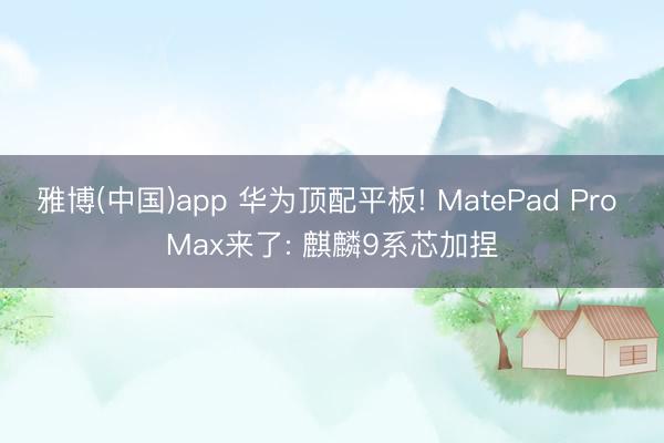 雅博(中国)app 华为顶配平板! MatePad Pro Max来了: 麒麟9系芯加捏
