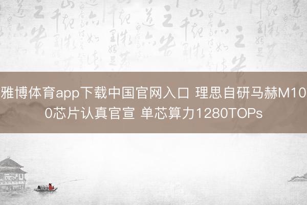 雅博体育app下载中国官网入口 理思自研马赫M100芯片认真官宣 单芯算力1280TOPs
