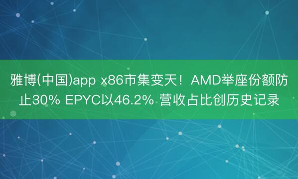 雅博(中国)app x86市集变天！AMD举座份额防止30% EPYC以46.2% 营收占比创历史记录
