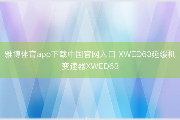 雅博体育app下载中国官网入口 XWED63延缓机变速器XWED63