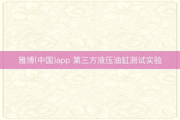 雅博(中国)app 第三方液压油缸测试实验
