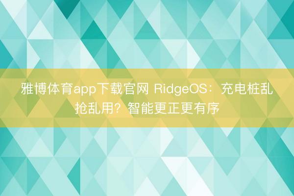雅博体育app下载官网 RidgeOS：充电桩乱抢乱用？智能更正更有序