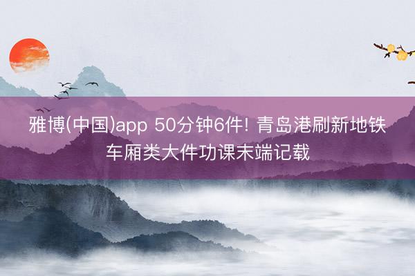 雅博(中国)app 50分钟6件! 青岛港刷新地铁车厢类大件功课末端记载
