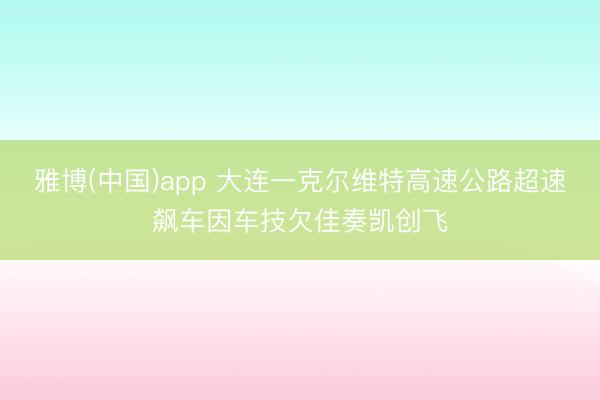 雅博(中国)app 大连一克尔维特高速公路超速飙车因车技欠佳奏凯创飞