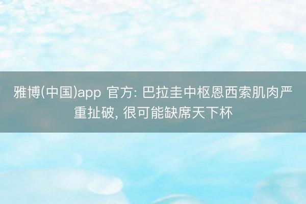 雅博(中国)app 官方: 巴拉圭中枢恩西索肌肉严重扯破， 很可能缺席天下杯