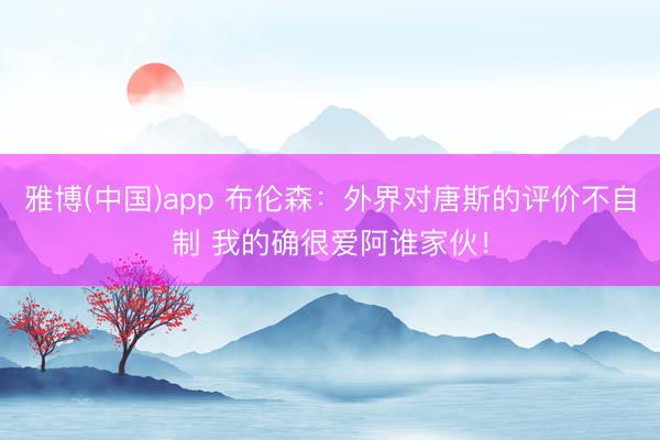 雅博(中国)app 布伦森:外界对唐斯的评价不自制 我的确很爱阿谁家伙!