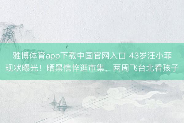 雅博体育app下载中国官网入口 43岁汪小菲现状曝光！晒黑憔悴逛市集，两周飞台北看孩子