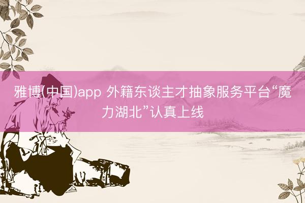雅博(中国)app 外籍东谈主才抽象服务平台“魔力湖北”认真上线