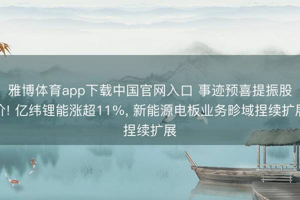 雅博体育app下载中国官网入口 事迹预喜提振股价! 亿纬锂能涨超11%, 新能源电板业务畛域捏续扩展