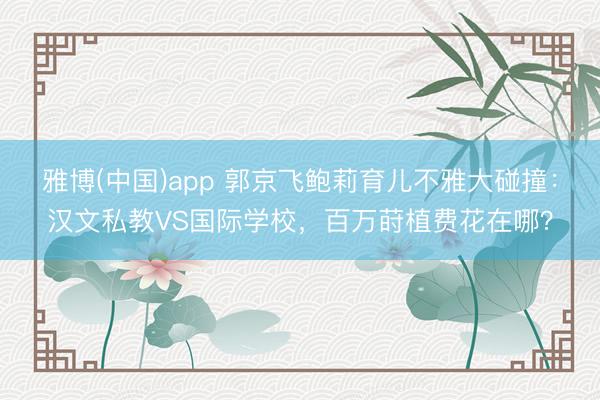 雅博(中国)app 郭京飞鲍莉育儿不雅大碰撞：汉文私教VS国际学校，百万莳植费花在哪？