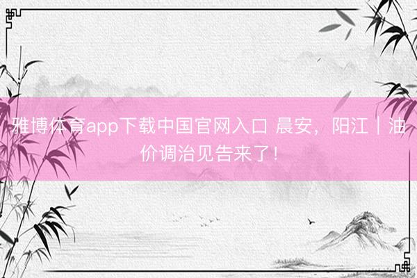 雅博体育app下载中国官网入口 晨安，阳江｜油价调治见告来了！